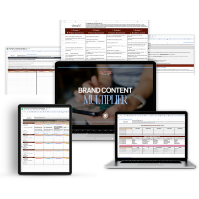 Brand Content Multiplier template mockup for creating 30 days of strategic content in 2 hours