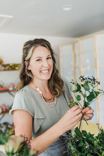 Angela Stoffregen, owner and wedding florist of Solstice Floral, an Indianapolis-based floral design studio.