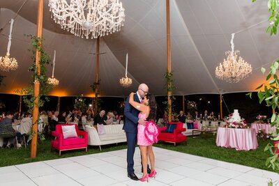 Bride and groom dancing