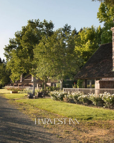 Cozy vineyard cottages and garden space at Harvest Inn, a charming rustic wedding venue in St. Helena.