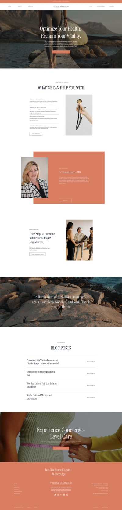 Modern feminine Showit website design for wellness brand