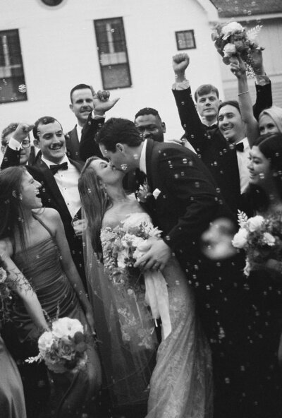 Ellery and Coltons wedding party celebrating with them after their ceremony