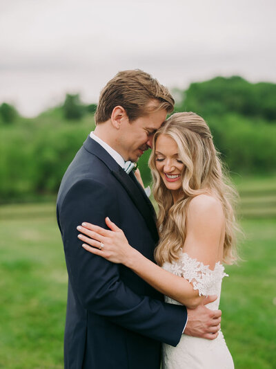 Outdoor wedding portrait of a couple