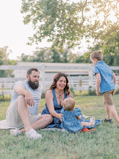 Family of four at Richmond State Park during a family photo session.