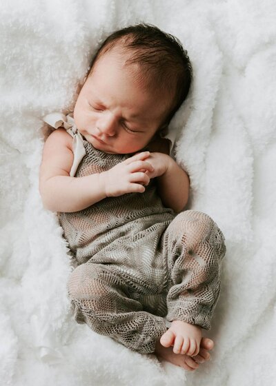 Newborn baby sleeping on bed - Tracy Miller Photography - Pittsburgh & Greensburg