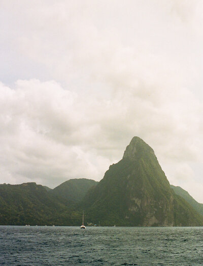 Gros Piton and Caribbean Islands, St. Lucia captured by destination film wedding photographer Christina Harrison