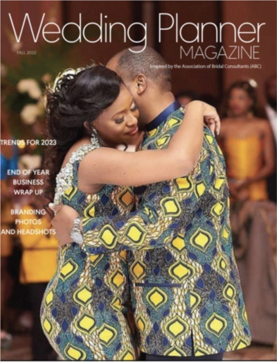 couple dancing at a traditional wedding on a magazine cover
