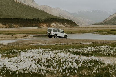 Super Jeep Crossing the river in Iceland Highlands