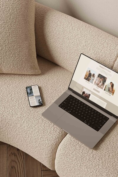 Laptop and phone website for photography