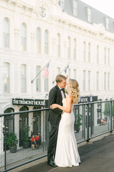 bride and groom at their wedding at the tremont house
