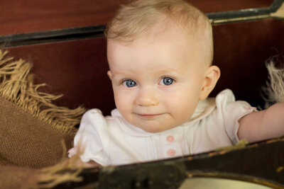 Baby in a box by LA family photographer