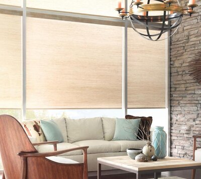 Roller shades with elegant texture in a contemporary space