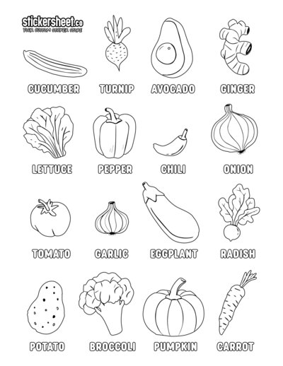 My First Veggies Colouring Sheet