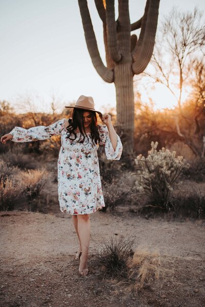 woman balancing in the desert