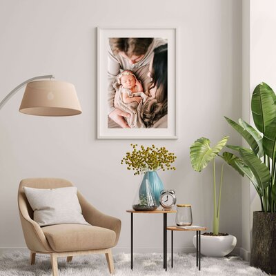 framed newborn photo in Springfield MO of living room