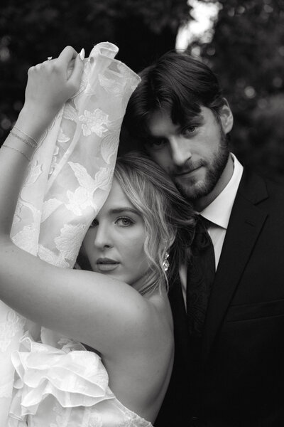 timeless black and white wedding photography, intimate and unique wedding poses
