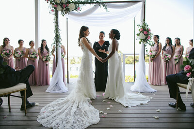 Two Brides Pelican Club Wedding Ceremony