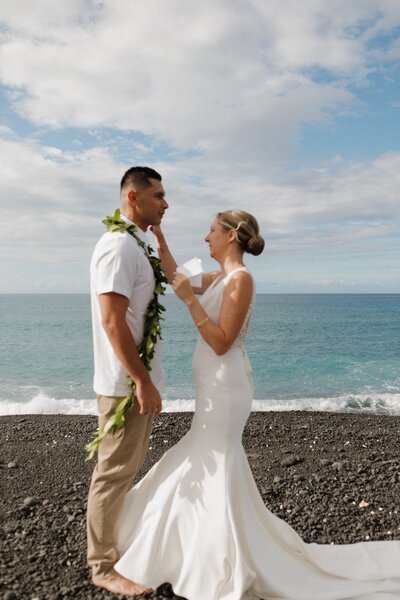 couple laughing on the beach