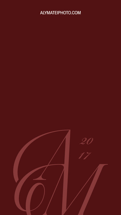 Aly Matei submark logo on maroon background