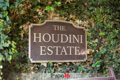 Signage to The Houdini Estate wedding venue in Hollywood