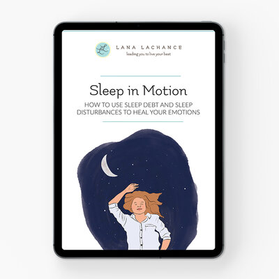 Sleep in Motion Ebook Cover with sleeping woman illustration