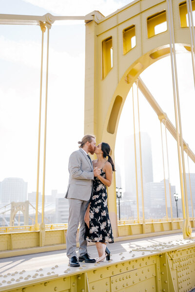 Couple hugging and smiling portrait engagement pittsburgh