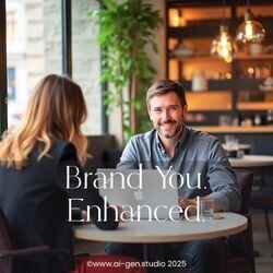 AI-generated personal brand photography from AI-Gen.Studio’s Brand You. Enhanced photoshoot service — designed to position experts and advisers as industry leaders online.