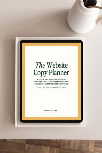 The cover page of a free template titled: The Website Copy Planner 
