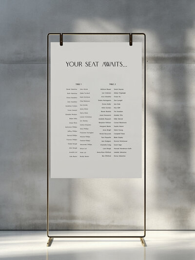 luxury printed wedding seating plan  hanging