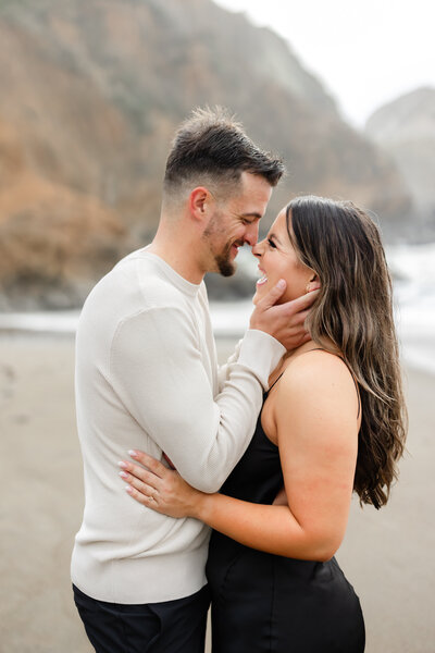 Marin Headlands beach Engagement Photos by the rocky cliffs