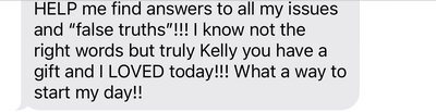 Client testimonial describing how Kelly Maglaya's coaching program led to emotional mastery and life transformation.