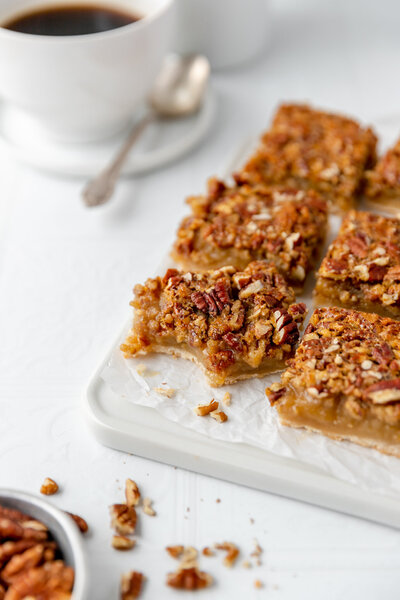 pecan bars on a tray