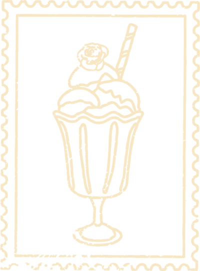 ice cream sundae postal stamp