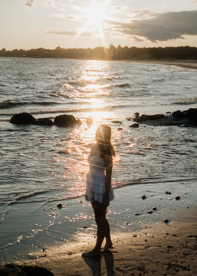 senior high school portrait at beach in connecticut by Sara McIngvale Photography