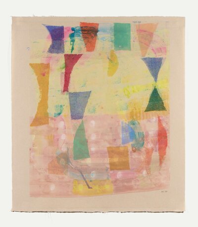 'Chirps' by Anna Kunz – a monotype and soft ground etching on kozo paper, measuring 25 1/8 x 22 1/4 inches.