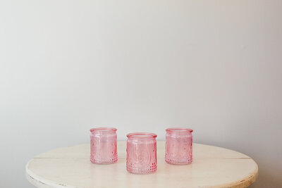 TE Inventory-Traditional Light Pink Glass Votive Candle Holders 043