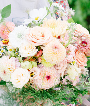 bright wedding flowers by the little flower hut