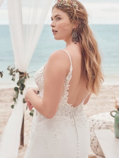 Plus size lace bridal gown with straps