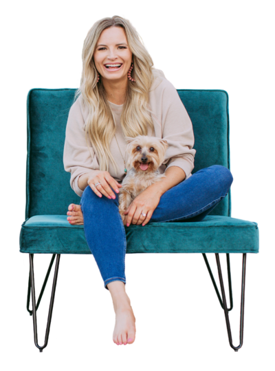 Photo of Christy Jo and her dog, a brand expert and business coach.