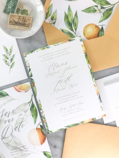 Tropical Orange wedding invite