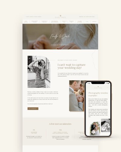 Showit Wedding Client Lounge template for photographers