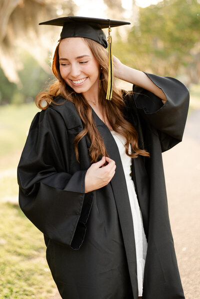 Girl smiling with graduation cap