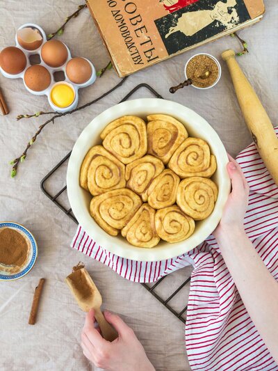 Making cinnamon rolls