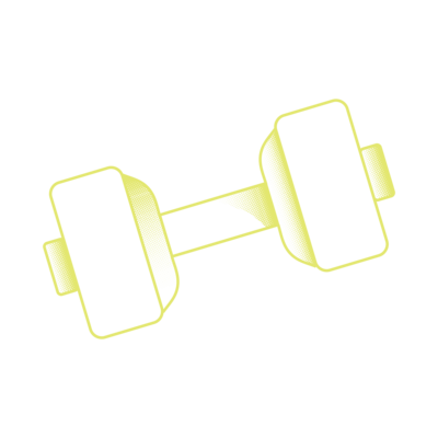 dumbbell icon representing movement and strength training.