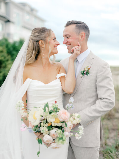 Bride and groom at Wychmere Beach Club on Cape Cod