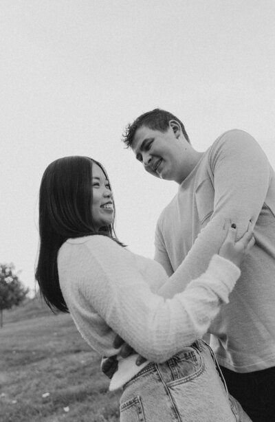 Ohio couples photography for playful, romantic engagements with natural light and genuine connection