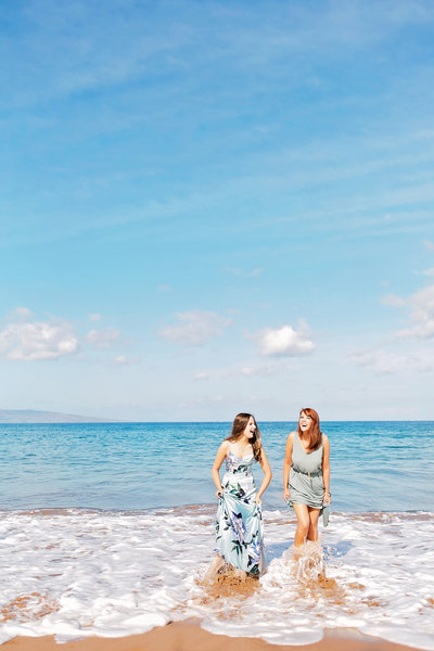Gorgeous Wailea morning session for a mom and daughter in ballgowns in Wailea by Maui photographer Mariah Milan