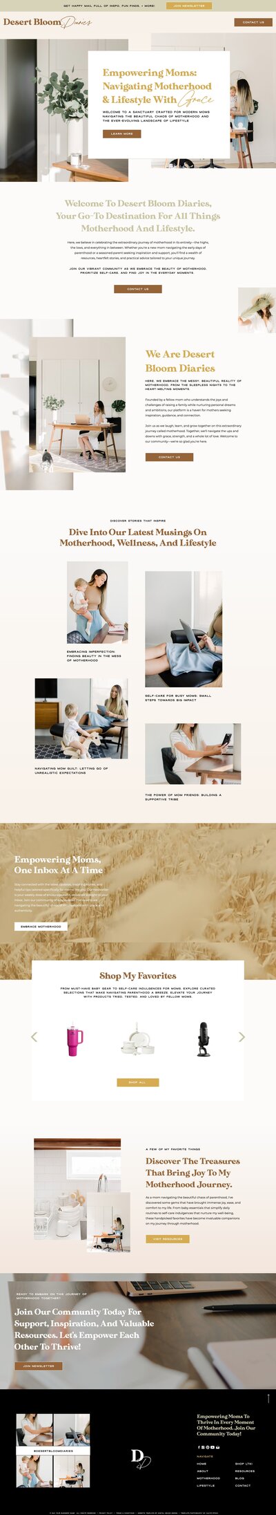 Showit website template for motherhood bloggers