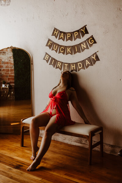 Birthday Boudoir Session in Eagle, Nebraska at Cedar & Sage Studio