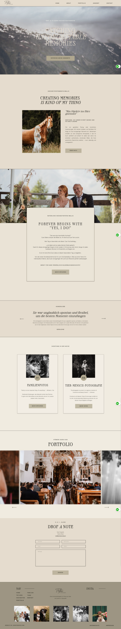 One Pager für Hochzeitsfotograf in der Schweiz – Webdesign für Fotografen

